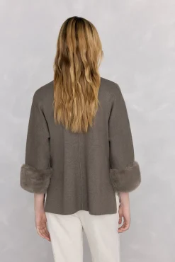 Pedro del Hierro Sobretudos-Poncho de gola Perkins Verde