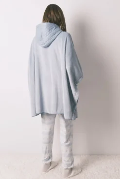 Women'secret Roupões-Poncho polar curto com relevo azul