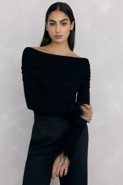 Pedro del Hierro Camisolas-Punho de jersey de penas Preto