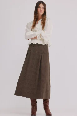 Hoss Intropia Saias-Reis. Saia plissada Castanho