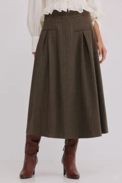Hoss Intropia Saias-Reis. Saia plissada Castanho