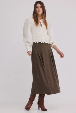 Hoss Intropia Saias-Reis. Saia plissada Castanho