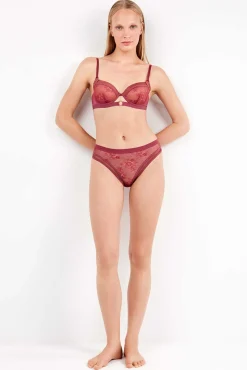 Gisela Roupa Interior-Renda alta de cueca floral preto