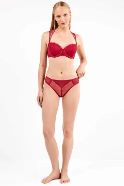 Gisela Roupa Interior-Renda de renda com franjas cuequinha vermelho