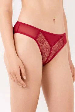 Gisela Roupa Interior-Renda de renda com franjas cuequinha vermelho