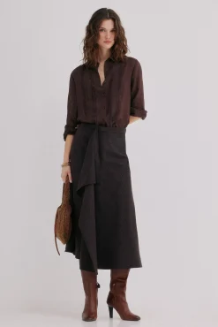 Hoss Intropia Saias-Rina. Riscas saia Castanho