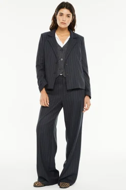 System Action Blazers|Sobretudos-risca de giz americana azul