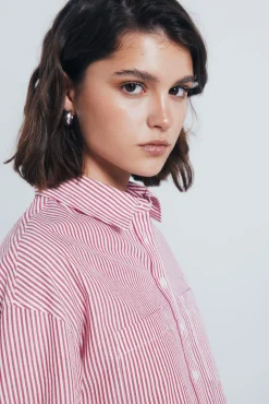 Springfield Blusas-riscas curta listrada vermelho