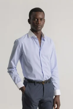 PuroEGO Camisas|Camisas Clássicas-Riscas listrada regular Azul