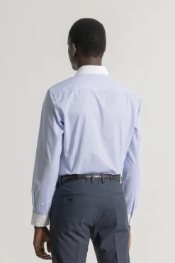 PuroEGO Camisas|Camisas Clássicas-Riscas listrada regular Azul