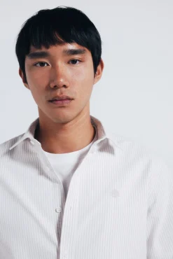 Springfield Camisas-Riscas Oxford listrada bege