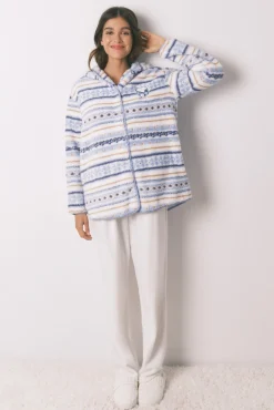 Women'secret Roupões-Robe com capuz e bordas do Snoopy azul