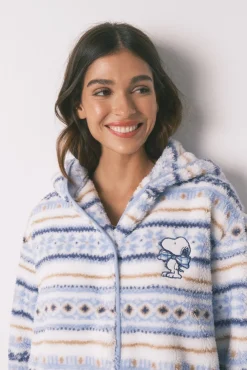 Women'secret Roupões-Robe com capuz e bordas do Snoopy azul