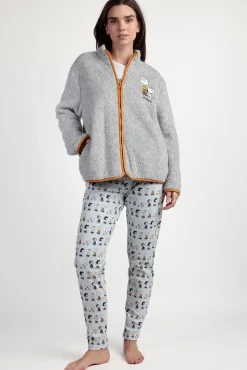 Admas Roupões-Robe curta borrego Snoopy&Friends para mulher cinzento