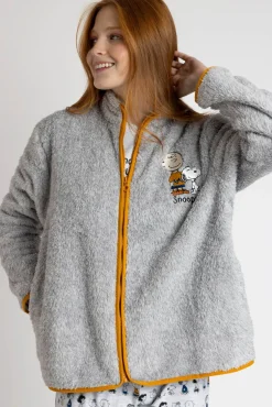 Admas Roupões-Robe curta borrego Snoopy&Friends para mulher cinzento