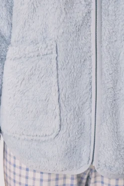 Women'secret Roupões-Robe curta de tecido de pelo lurex azul