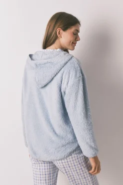 Women'secret Roupões-Robe curta de tecido de pelo lurex azul