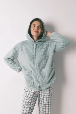 Women'secret Roupões-Robe curta tecido pelo lurex verde