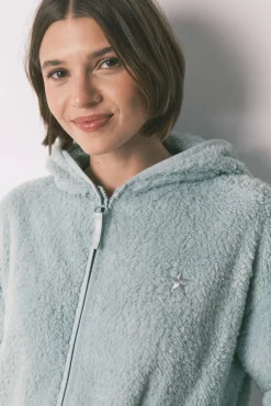 Women'secret Roupões-Robe curta tecido pelo lurex verde