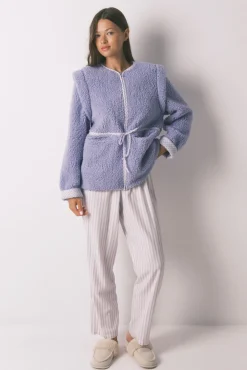 Women'secret Roupões-Robe curto de pele de borrego lilás rosa