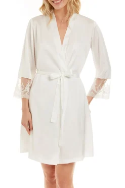 Ivette Bridal Roupões-Robe curto em crepe essen bege