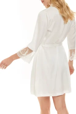 Ivette Bridal Roupões-Robe curto em crepe essen bege