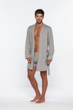 Punto Blanco Pijamas-Robe curto masculino cinzento