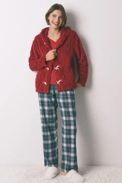 Women'secret Roupões-Robe curto polar com capuz suave vermelho