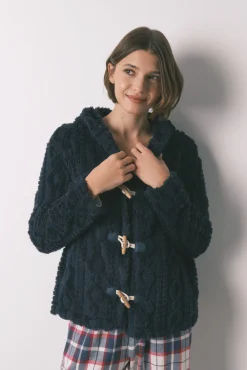 Women'secret Roupões-Robe curto polar com capuz suave azul