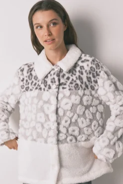 Women'secret Roupões-Robe curto tricolor animal print em borrego bege