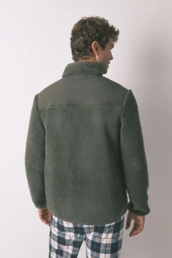 Women'secret Pijamas-Robe curto verde de borrego masculino bege