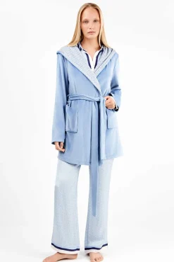 Gisela Roupões-Robe de microfibra claro azul