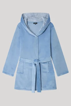 Gisela Roupões-Robe de microfibra claro azul