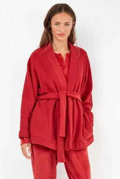 Gisela Roupões-Robe de pele vermelha castanho