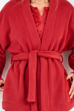 Gisela Roupões-Robe de pele vermelha castanho