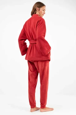 Gisela Roupões-Robe de pele vermelha castanho