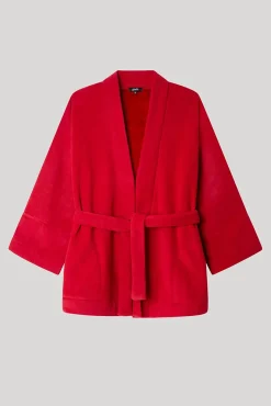 Gisela Roupões-Robe de pele vermelha castanho