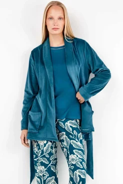 Gisela Roupões-Robe em tecido polar elástico estampado