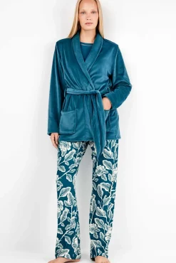 Gisela Roupões-Robe em tecido polar elástico estampado