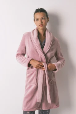 Women'secret Roupões-Robe midi de lã polar rosa