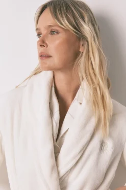 Women'secret Roupões-Robe midi de polar branca bege