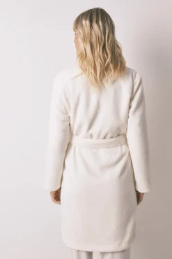 Women'secret Roupões-Robe midi de polar branca bege