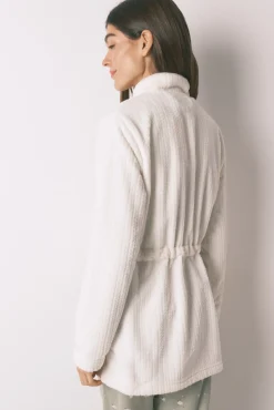 Women'secret Roupões-Robe midi tecido polar branco bege