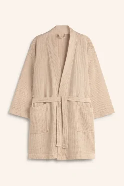 Calma House Roupa De Banho-Roupão de banho em favo de mel mostarda Júpiter estampado