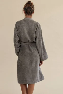 Textura Roupa De Banho-Roupão de banho friso algodão bambu cinzento