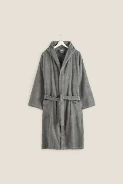 Textura Roupa De Banho-Roupão de banho friso algodão capuz cinzento