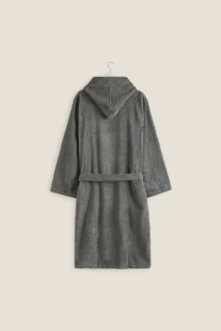 Textura Roupa De Banho-Roupão de banho friso algodão capuz cinzento