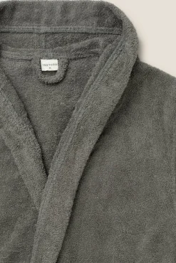 Textura Roupa De Banho-Roupão de banho friso algodão capuz cinzento