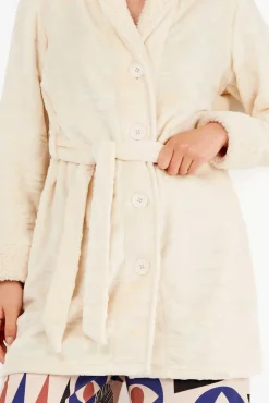 Gisela Roupões-Roupão texturizado de robe bege