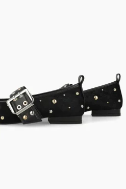 Lodi Sabrinas|Calçado De Couro-Sabrinas de couro com tachas Preto